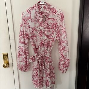 Commense Red and White Long Sleeve Dress